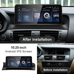 For BMW X3 X4 F25 F26 Snapdragon665 10.25inch Wireless CarPlay Android AUTO Car Multimedia System Head Unit Radio Bluetooth GPS Navi Carputech
