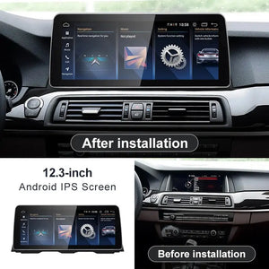 For BMW 5 Series F10 F11 Snpdragon665 12.3 inch DSP CarPlay AUTO Android 12 Car Stereo Multimedia Head Unit Radio Bluetooth CIC NBT Carputech
