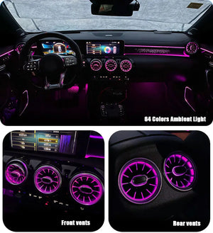 64 Colors Ambient Lighting For Mercedes Benz A-class W177 / CLA W118 / B-class W247 2019-2025 LED Car Neon Lamp Automotive Interior Decoration Carputech