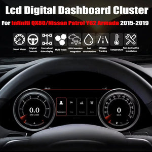 For Infiniti QX80/ Nissan Patrol Y62 Armada 2015-2019 12.3" LCD Digital Dashboard Cluster Car Panel Speedometer Virtual Cockpit - Carputech