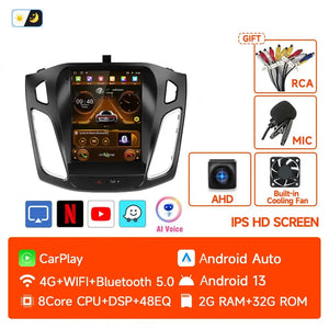 For Ford Focus 3 Mk 3 2011 2012 - 2019 Multimedia Player 9.7" Android 13 Carplay Car Radio 2Din GPS Auto Stereo DVD Carputech