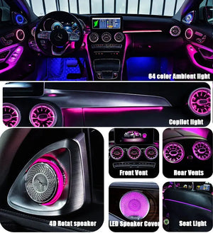 64 Colors Premium Car Interior Ambient Lighting for Mercedes Benz C-class W205/ GLC X253 2015-2021 Dream Color Car Atmosphere Lamp Carputech