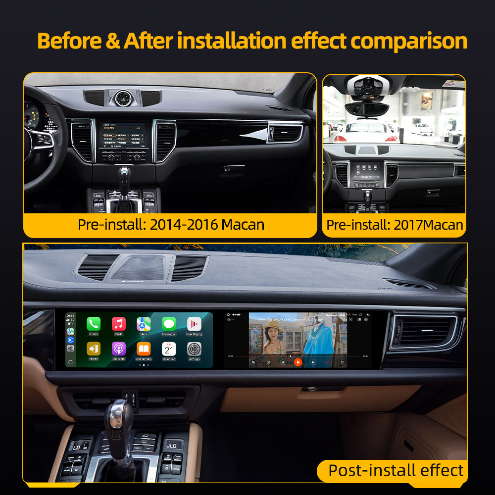 24.6'' Dual Screen For Porsche Macan 2014-2017 Android Screen Infotainment Navigation System Car Multimedia Touch Screen Head Unit Car Radio GPS