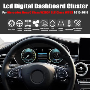 For Mercedes Benz C Class W205/ GLC Class W253 2015-2018 NTG 5.0 12.3" LCD Digital Dashboard Cluster Car Panel Speedometer Virtual Cockpit Carputech