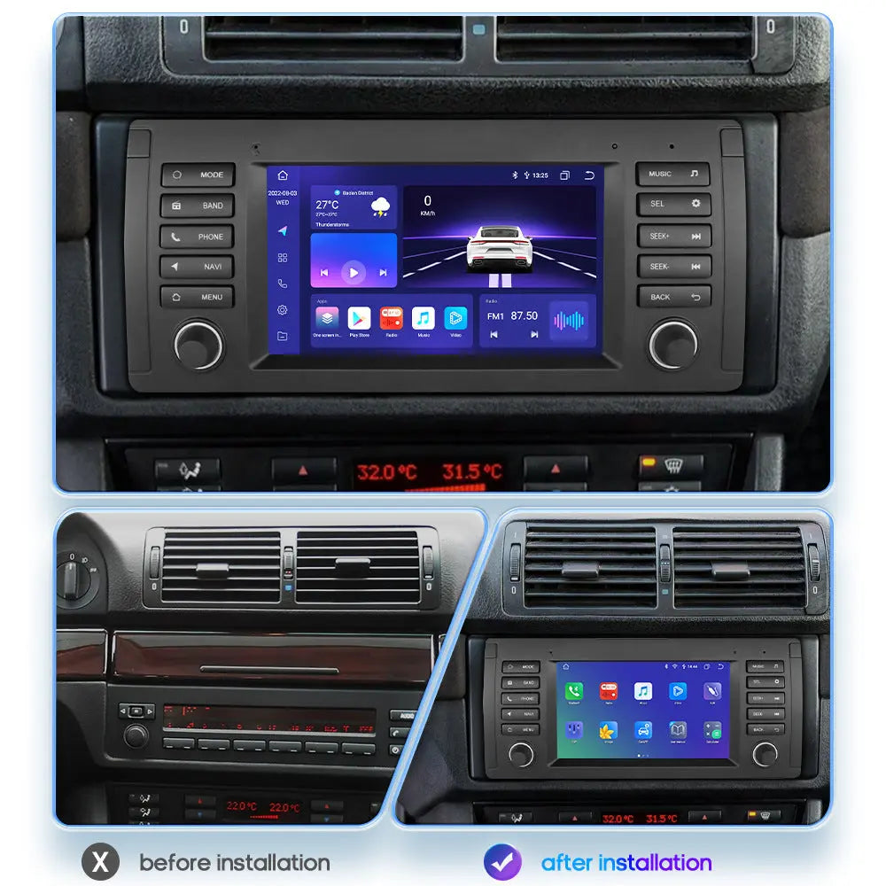 Carputech 1996-2007 BMW X5 E53 5 Series E39 Android 12 Wireless Apple CarPlay & Android Auto Car Radio with 8-core Processor & 7 Inch IPS Touch Screen Carputech
