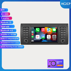 Carputech 1996-2007 BMW X5 E53 5 Series E39 Android 12 Wireless Apple CarPlay & Android Auto Car Radio with 8-core Processor & 7 Inch IPS Touch Screen Carputech