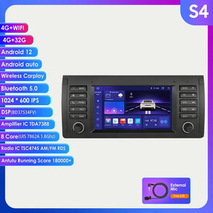 Carputech 1996-2007 BMW X5 E53 5 Series E39 Android 12 Wireless Apple CarPlay & Android Auto Car Radio with 8-core Processor & 7 Inch IPS Touch Screen Carputech