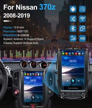 13.8" Nissan 370Z 2009-2021 Car Radio Stereo Carplay Upgrade Tesla Style Screen Android Auto GPS Navigation Multimedia Player Carputech