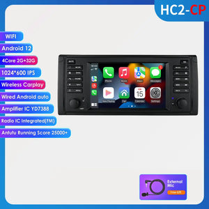 Carputech 1995-2002 BMW 5 Series E39 E53 X9 M5 Android 12 Wireless Apple CarPlay & Android Auto Car Radio with 8GB RAM 128GB ROM & 7 Inch QLED Touch Screen Carputech