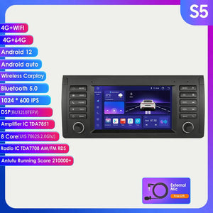 Carputech 1996-2007 BMW X5 E53 5 Series E39 Android 12 Wireless Apple CarPlay & Android Auto Car Radio with 8-core Processor & 7 Inch IPS Touch Screen Carputech