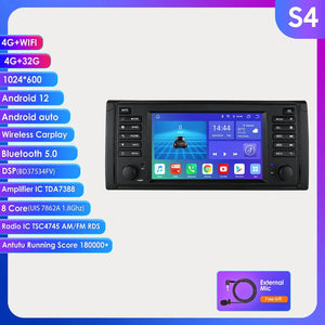 Carputech 1995-2002 BMW 5 Series E39 E53 X9 M5 Android 12 Wireless Apple CarPlay & Android Auto Car Radio with 8GB RAM 128GB ROM & 7 Inch QLED Touch Screen Carputech