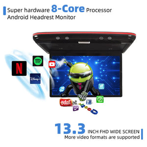 For TOYOTA Alphard(20 series)/ Vellfire 2008-2015 13.3'' Android Car Roof Monitor Ceiling Screen 4K OLED Flip Down Screen Overhead Multimedia Video Mount Display MP5 Player Carputech