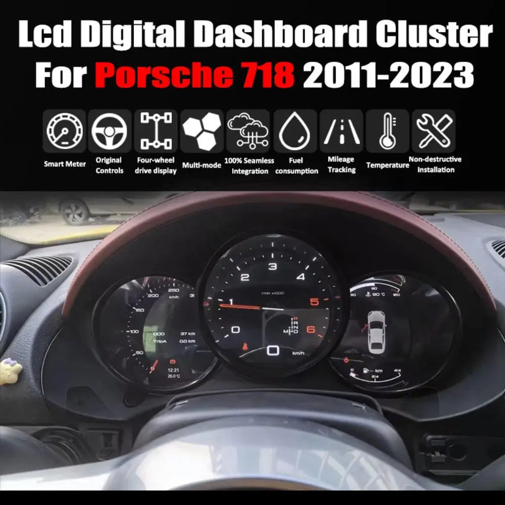 For Porsche 718 2011-2023 LCD Digital Dashboard Cluster Car Panel Speedometer Virtual Cockpit - Carputech