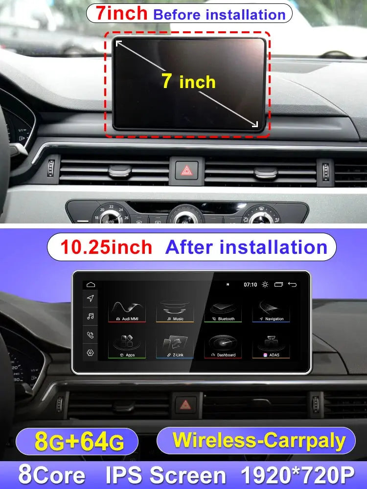 Carputech For AUDI A4 A5 S5 B9 2017-2022 Qualcomm 8G 256G Android14 10.25inch 12.3inch wireless Carplay Android AUTO Car Video Players GPS Navigation Smart Radio Screen Carputech