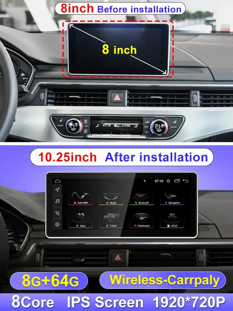 Carputech For AUDI A4 A5 S5 B9 2017-2022 Qualcomm 8G 256G Android14 10.25inch 12.3inch wireless Carplay Android AUTO Car Video Players GPS Navigation Smart Radio Screen Carputech