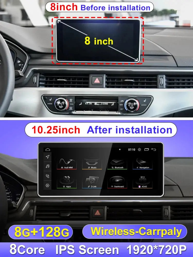 Carputech For AUDI A4 A5 S5 B9 2017-2022 Qualcomm 8G 256G Android14 10.25inch 12.3inch wireless Carplay Android AUTO Car Video Players GPS Navigation Smart Radio Screen Carputech