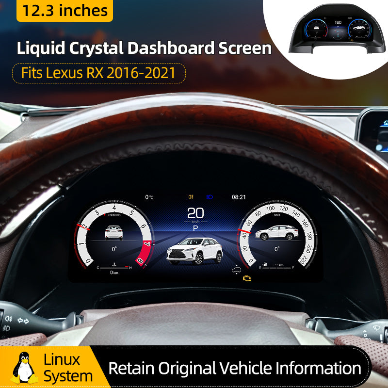 12.3" LCD Digital Dashboard Cluster For Lexus RX 2016-2021 Car Panel Speedometer Virtual Cockpit