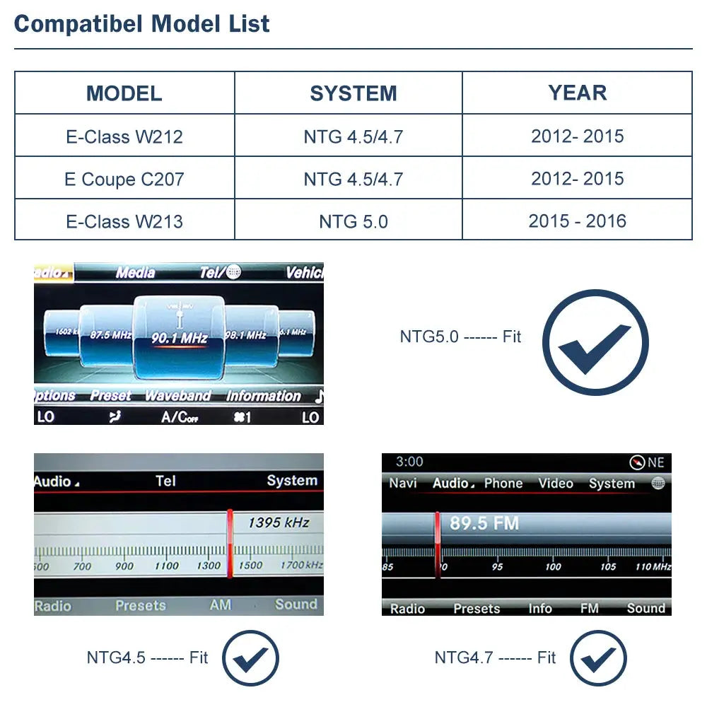 Wireless CarPlay for Mercedes Benz E-Class W212 E Coupe C207 NTG4.5/4.7/5.0 2011-2015 with Airplay Android Auto Carputech