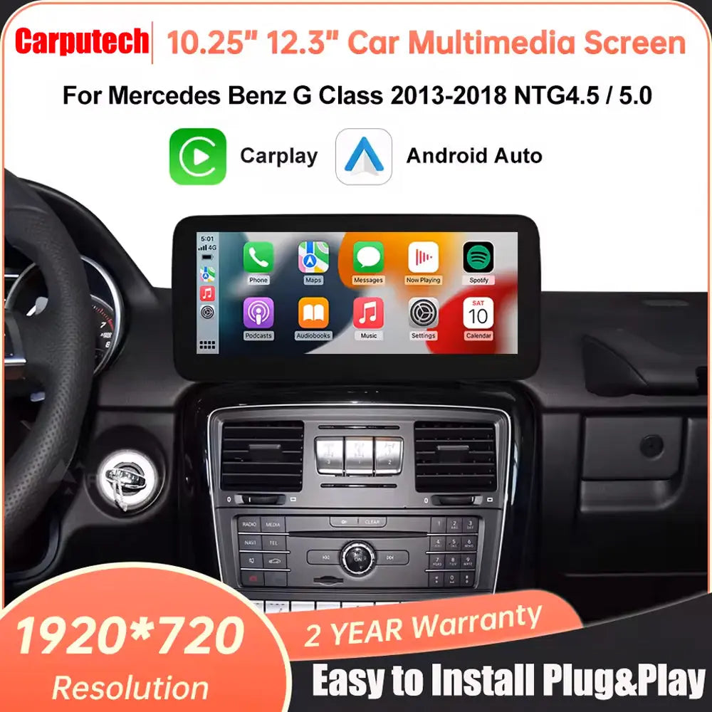 For Mercedes Benz G Class 2013-2018 NTG4.5/5.0 Linux Car Radio Multimedia Touch Screen Head Unit Wireless Apple CarPlay Android Auto Carputech