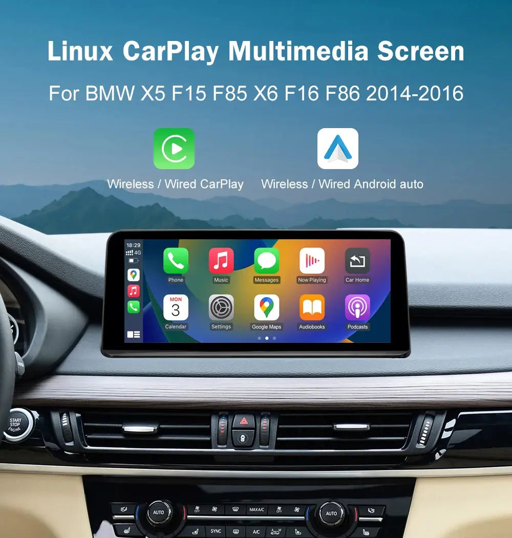 Linux Touch Screen For BMW X5 F15 F85 X6 F16 F86 2014-2016 NBT System | Wireless Apple Carplay & Android Auto | Original Style Car Radio Screen Carputech