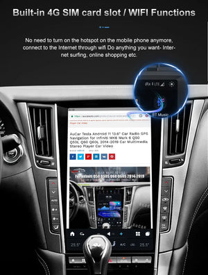 13.6" Qualcomm For Infiniti Q60 Q60S 2014-2019 Car Radio Stereo Carplay Upgrade Tesla Style Screen Android Auto GPS Navigation Multimedia Player Carputech