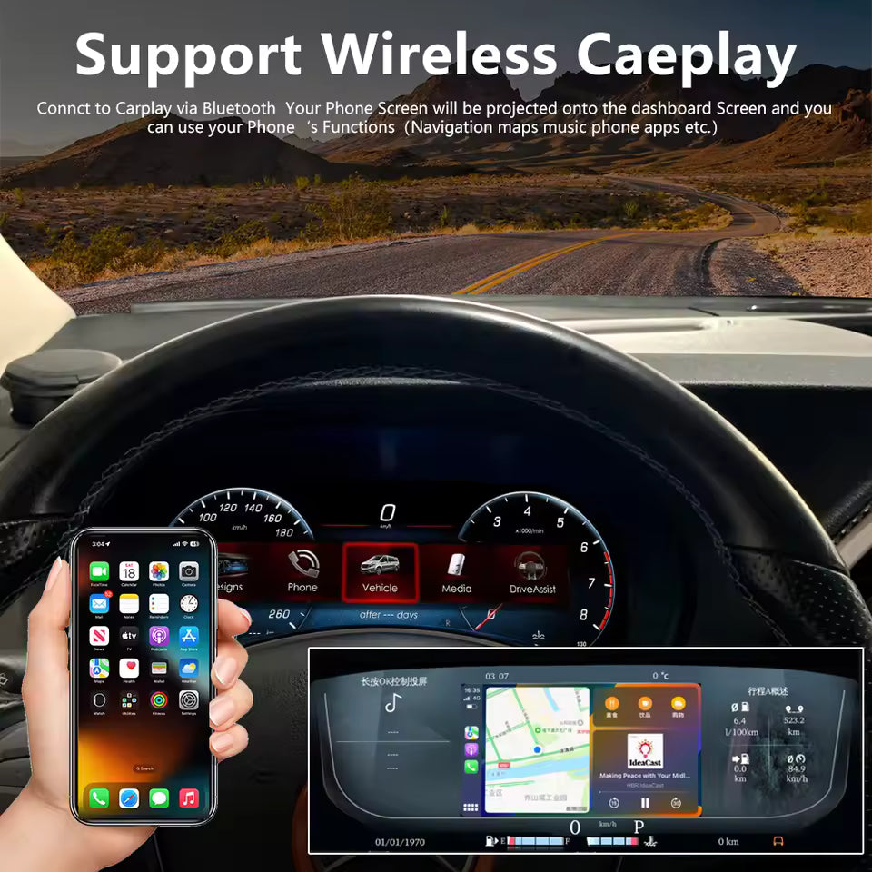 For Mercedes Benz C Class W204 NTG 4.5 4.0 2011-2014 12.3" Carplay LCD Digital Dashboard Cluster Car Panel Speedometer Virtual Cockpit