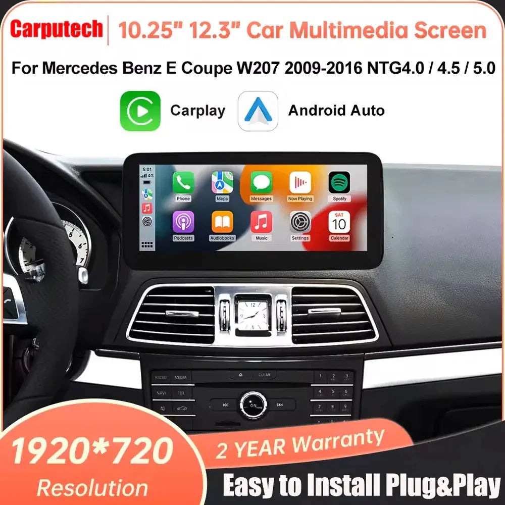 For Mercedes Benz E Coupe W207 2009-2016 NTG4.0/4.5/5.0 Linux Car Radio Multimedia Touch Screen Head Unit Wireless Apple CarPlay Android Auto Carputech