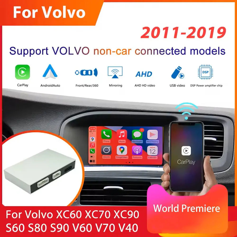 Wireless Apple Carplay Android Auto Module For Volvo XC60 XC70 S60 S80 V60 V70 V40 2011-2019 Mirror Link Decoder Carputech