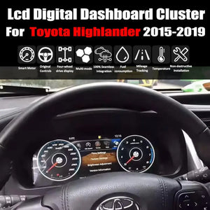 For Toyota Highlander 2015-2019 12.3" LCD Digital Dashboard Cluster Car Panel Speedometer Virtual Cockpit - Carputech