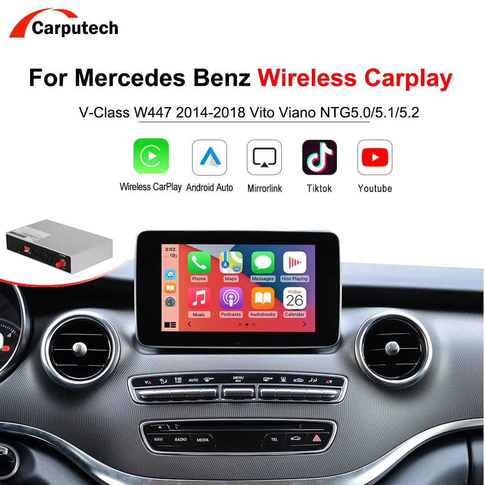 Wireless CarPlay for Mercedes Benz V-Class W447 2014-2018 Vito Viano NTG5.0 with Android Auto Interface Link AirPlay Play Carputech