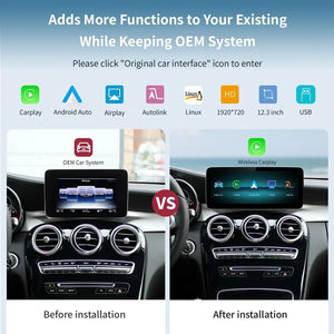 Wireless Carplay/Android Auto 12.3'' Touch screen Linux Multimedia Radio Receiver for Mercedes Benz GLA CLA GLC GLK ML W205 W176 C117 Carputech