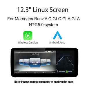 Wireless Carplay/Android Auto 12.3'' Touch screen Linux Multimedia Radio Receiver for Mercedes Benz GLA CLA GLC GLK ML W205 W176 C117 Carputech