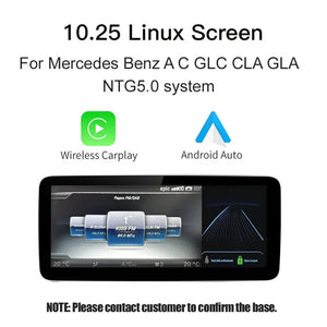 Wireless Carplay/Android Auto 12.3'' Touch screen Linux Multimedia Radio Receiver for Mercedes Benz GLA CLA GLC GLK ML W205 W176 C117 Carputech