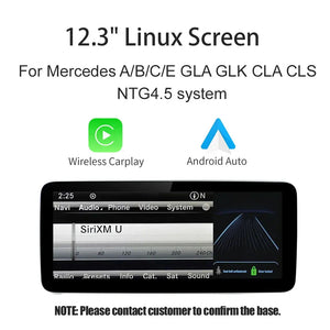 Wireless Carplay/Android Auto 12.3'' Touch screen Linux Multimedia Radio Receiver for Mercedes Benz GLA CLA GLC GLK ML W205 W176 C117 Carputech