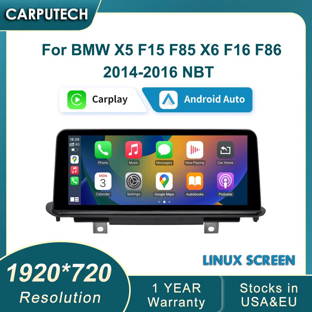 Linux Touch Screen For BMW X5 F15 F85 X6 F16 F86 2014-2016 NBT System | Wireless Apple Carplay & Android Auto | Original Style Car Radio Screen Carputech