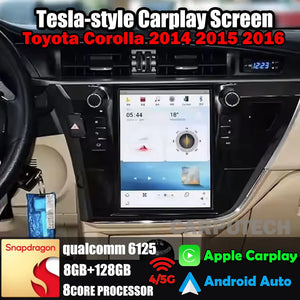 10.4" For Toyota Corolla 2014 2015 2016 Car Radio Headunit Stereo Carplay Upgrade Tesla Style Screen Android Auto GPS Navigation Multimedia Player Carputech