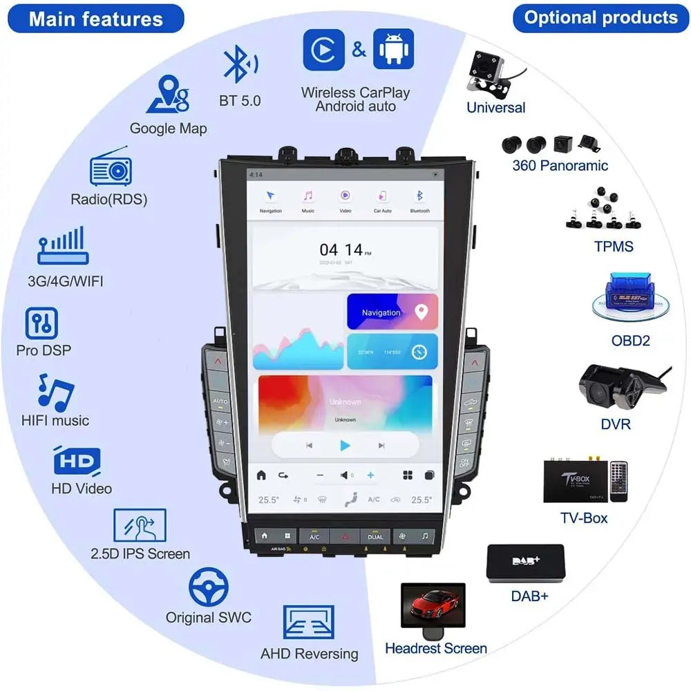 13.6" Qualcomm For Infiniti Q60 Q60S 2014-2019 Car Radio Stereo Carplay Upgrade Tesla Style Screen Android Auto GPS Navigation Multimedia Player Carputech