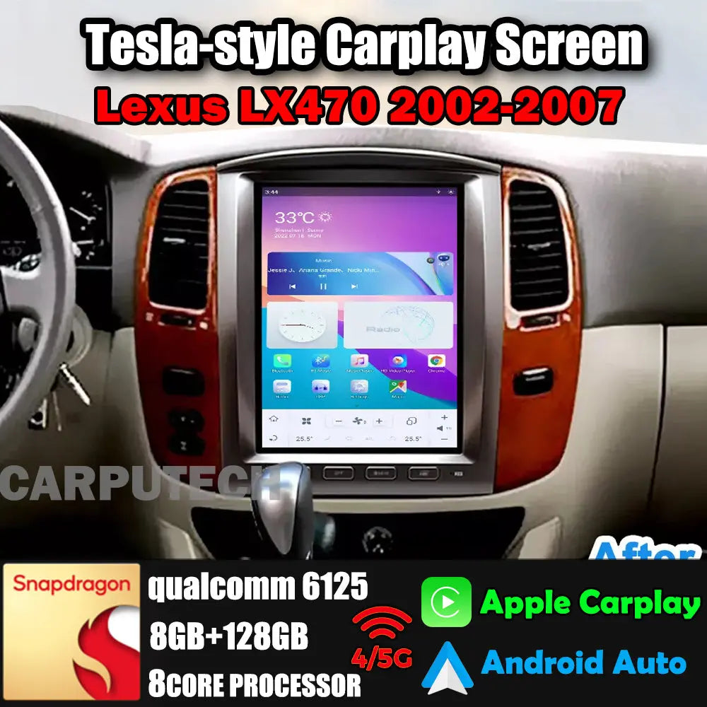 12.1" Qualcomm For Lexus LX470 2002-2007 Car Radio Stereo Carplay Upgrade Tesla Style Screen Android Auto GPS Navigation Multimedia Player Carputech