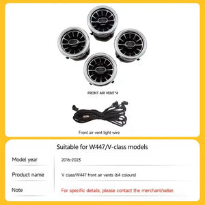 64 Colors LED Ambient Lighting For Mercedes Benz W447 V-Class 2016-2023 Air Vents Lights Car Interior Ambient Lighting Carputech