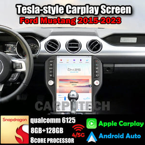 14.4" Qualcomm For Ford Mustang 2015-2023 Car Radio Stereo Carplay Upgrade Tesla Style Screen Android Auto GPS Navigation Multimedia Player Carputech