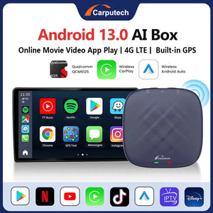Carputech 8G+128GB Magic Carplay Box Wireless USB Dongle Radio Android 13 System Wireless Android Auto Carplay Ai Box Carputech