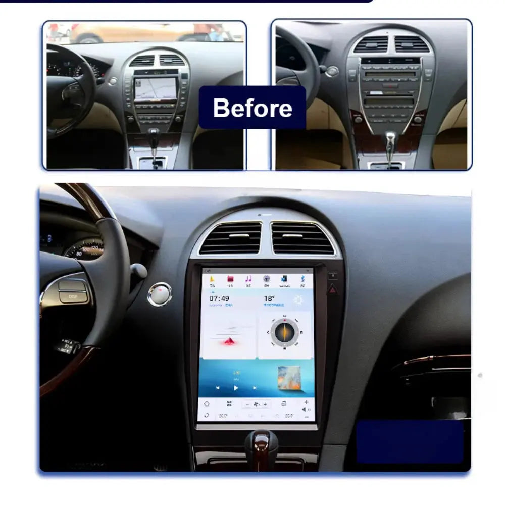 12.1" Qualcomm For Lexus ES240 ES300 ES330 ES350 2006-2012 Car Radio Stereo Carplay Upgrade Tesla Style Screen Android Auto GPS Navigation Multimedia Player Carputech