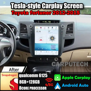 12.1" For Toyota fortuner 2012-2015 Car Radio Stereo Carplay Upgrade Tesla Style Screen Android Auto GPS Navigation Multimedia Player Carputech
