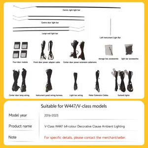 64 Colors LED Ambient Lighting For Mercedes Benz W447 V-Class 2016-2023 Air Vents Lights Car Interior Ambient Lighting Carputech