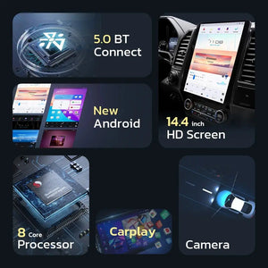 For Ford F350 2017-2022 Car Radio Stereo Carplay Upgrade Tesla Style Screen 14.4" Qualcomm Android Auto GPS Navigation Multimedia Player Carputech