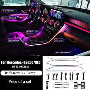 64 Colors Premium Car Interior Ambient Lighting for Mercedes Benz C-class W205/ GLC X253 2015-2021 Dream Color Car Atmosphere Lamp Carputech