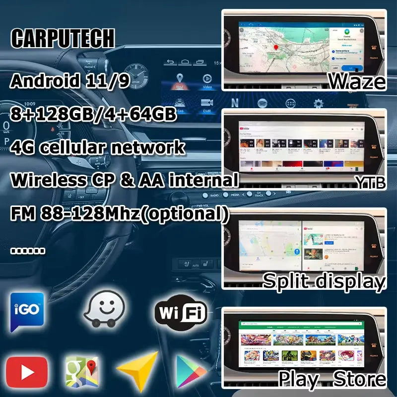 12.3 Inch Android Car Multimedia Auto Play Interface Radio Screen for Lexus ES ES350 ES300h ES250 2018-2023 Carputech