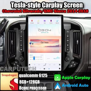 14.4" Qualcomm For Chevrolet Silverado/ GMC Sierra 2014-2018 Car Radio Stereo Carplay Upgrade Tesla Style Screen Android Auto GPS Navigation Multimedia Player Carputech