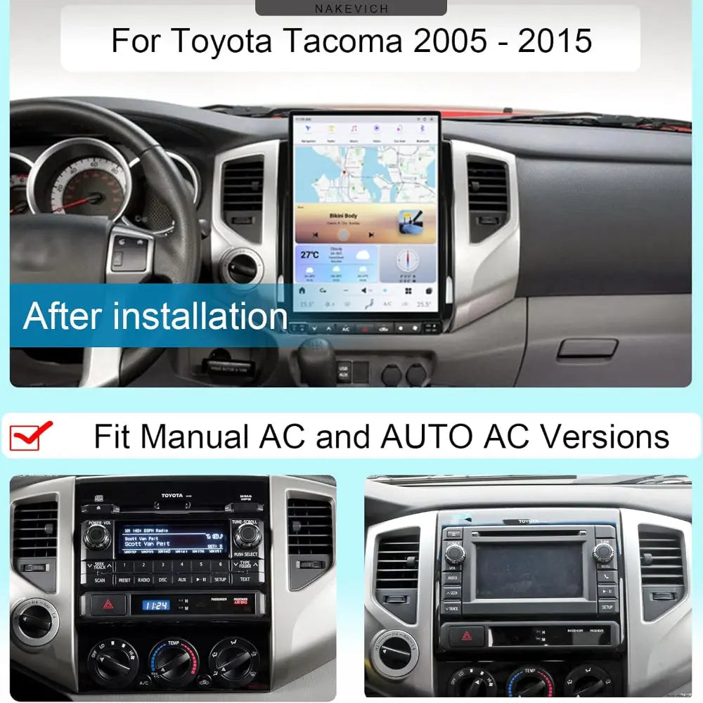 13.8" Qualcomm For Toyota Tacoma 2005-2015 Car Radio Stereo Carplay Upgrade Tesla Style Screen Android Auto GPS Navigation Multimedia Player Carputech
