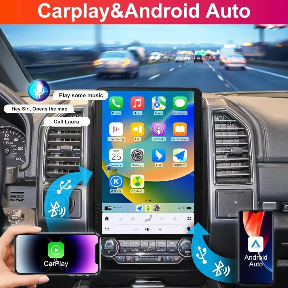 14.4" Qualcomm For Ford Expedition 2016-2022 Car Radio Stereo Carplay Upgrade Tesla Style Screen Android Auto GPS Navigation Multimedia Player Carputech